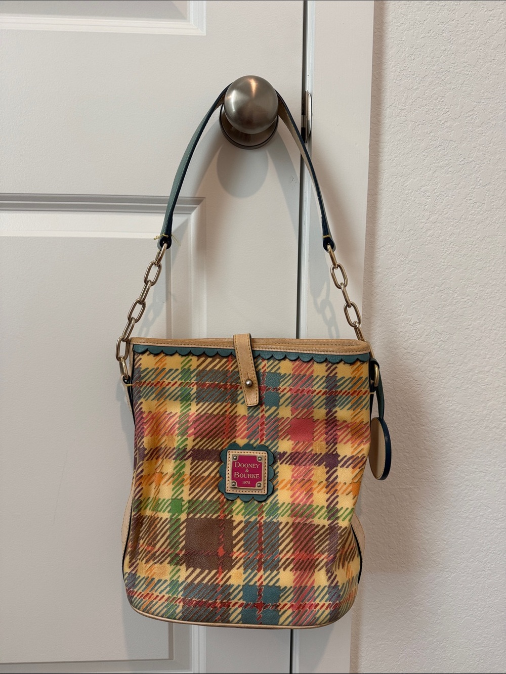 Dooney & Bourke Multicolor Plaid Shoulder bucket purse